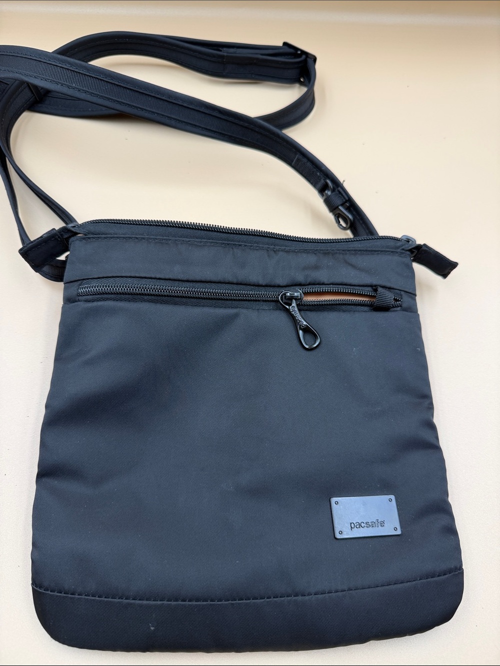Pacsafe Black Nylon Crossbody Messenger Bag